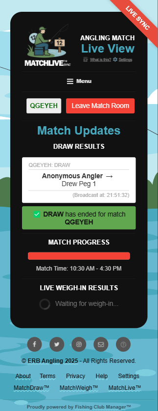 MatchLive™ LIVE SYNC - Stay fully up to date with your angling match from your peg!
